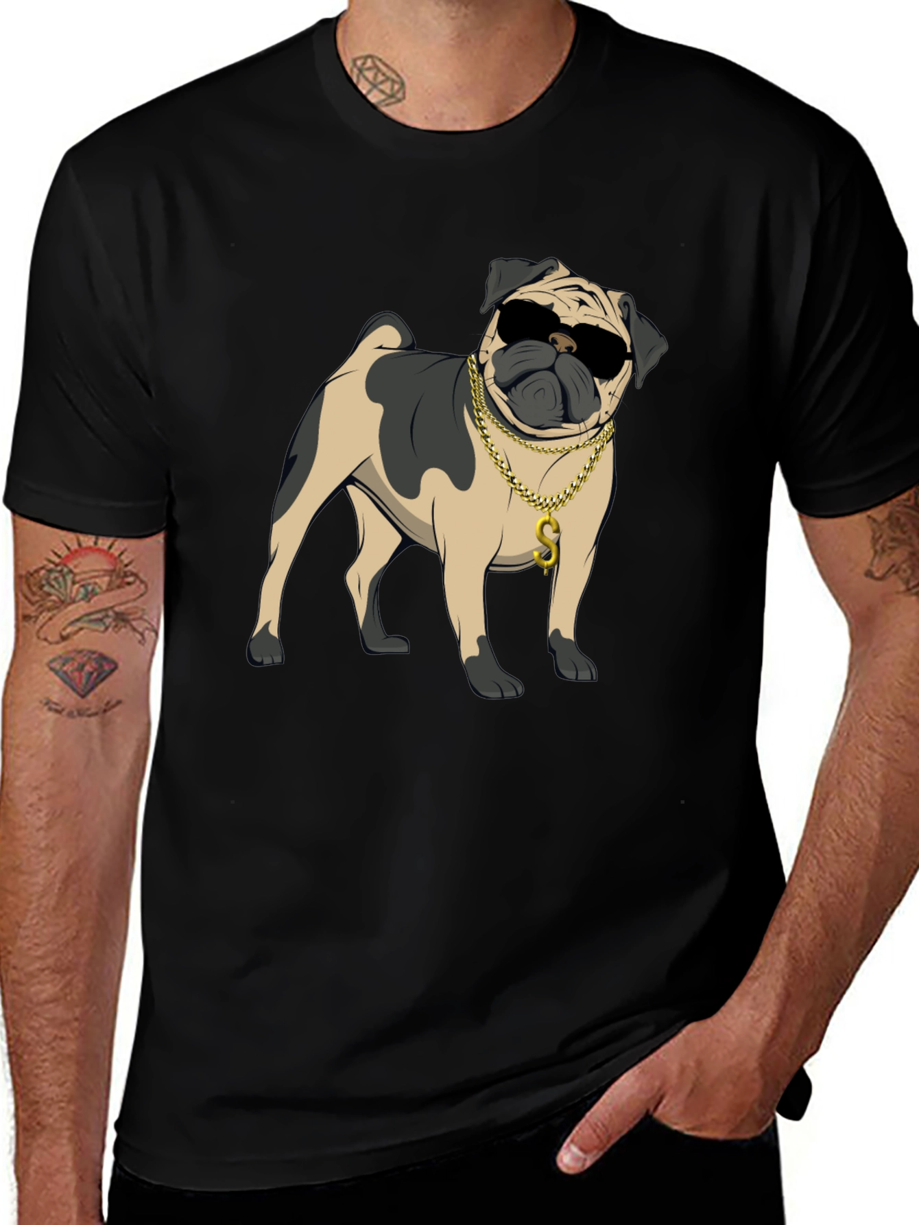 Cool Pug Black T-Shirt