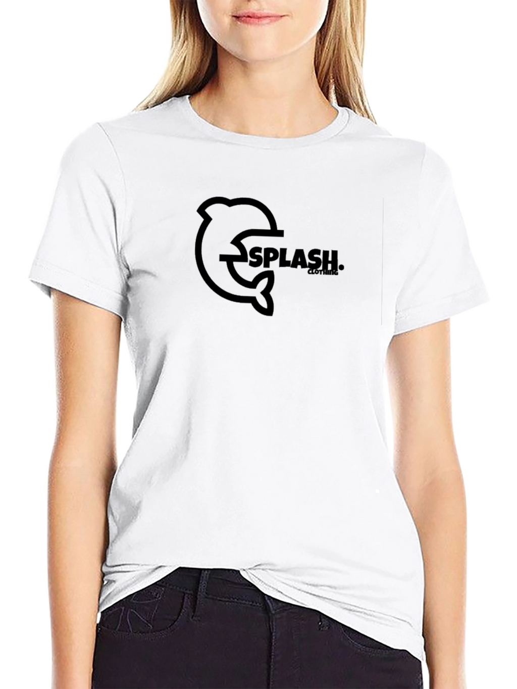 Black Dolphin Splash Graphic T-Shirt