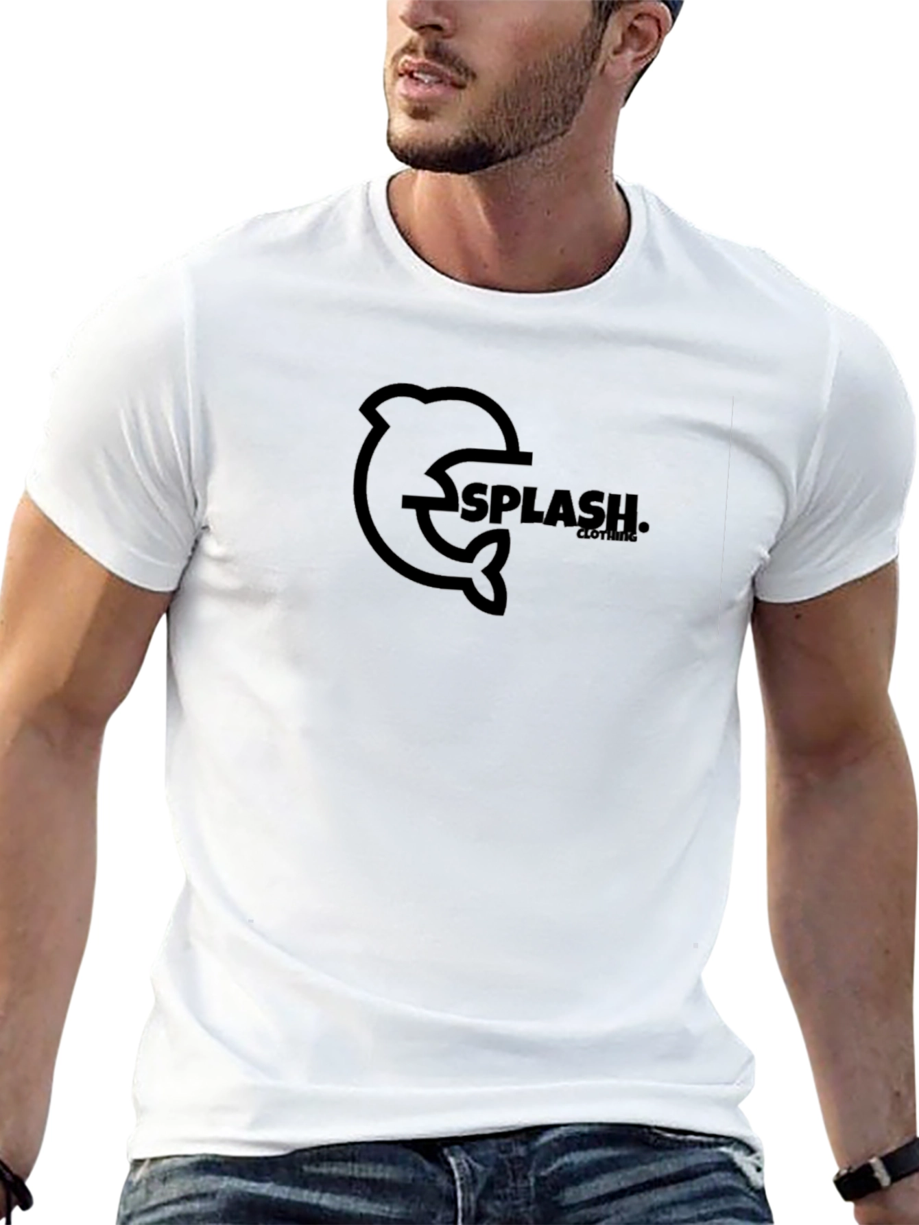 Black Dolphin Splash Graphic T-Shirt