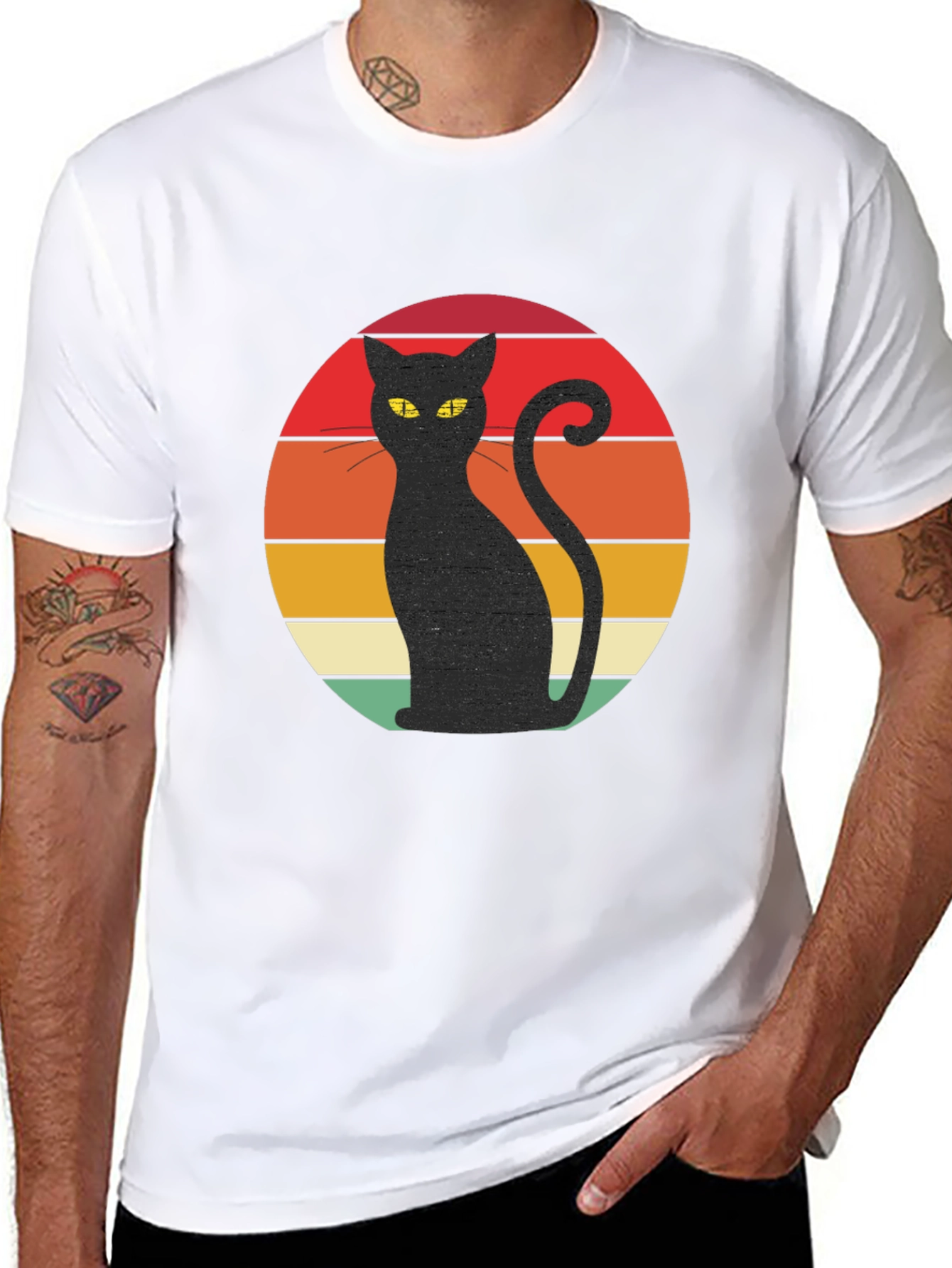 Retro Cat T-Shirt - Black Cat Silhouette