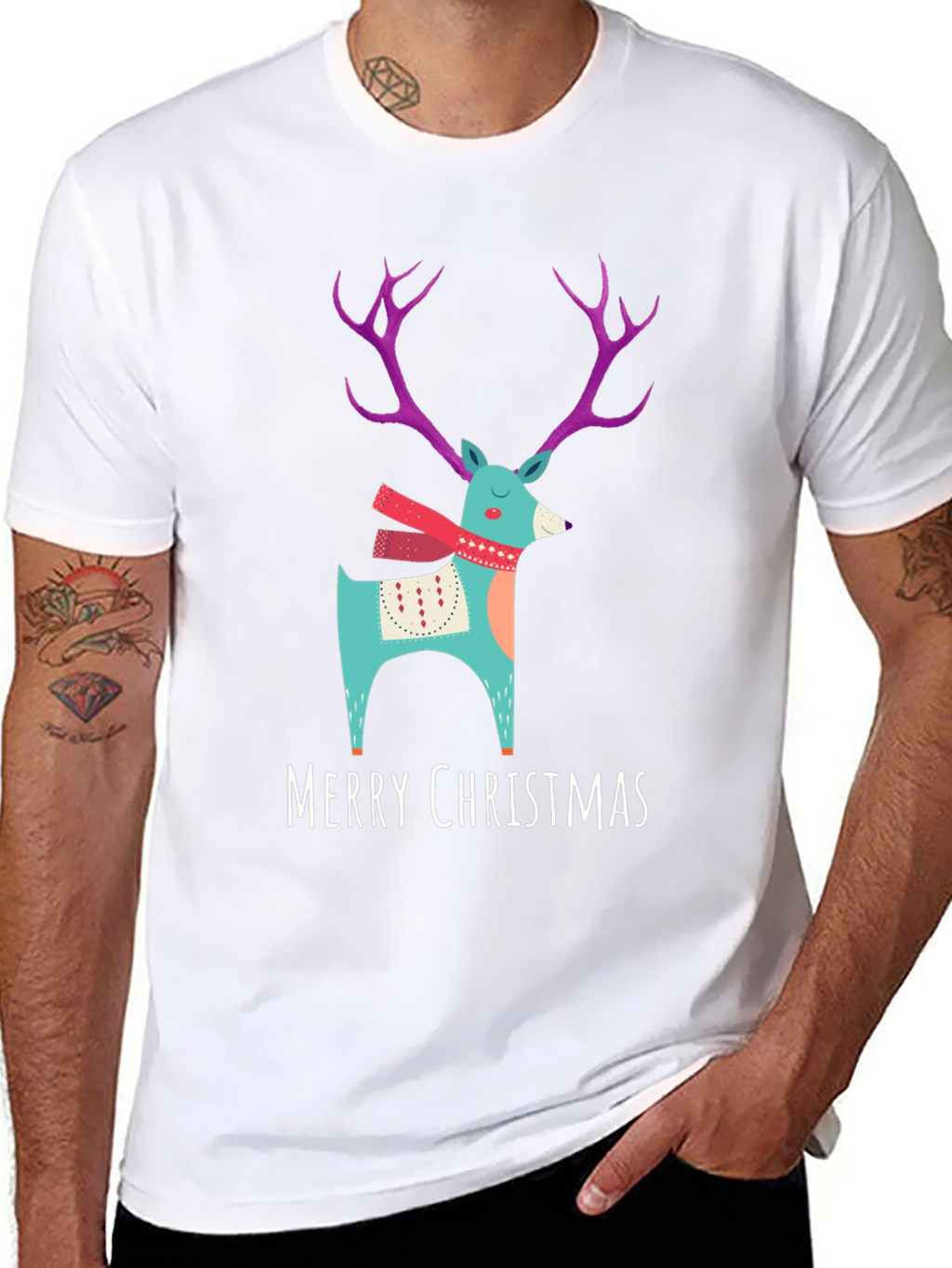 Merry Christmas Reindeer T-Shirt - Holiday Apparel
