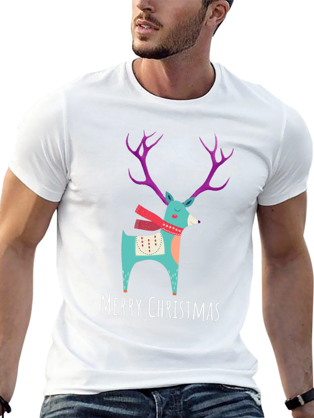Merry Christmas Reindeer T-Shirt - Holiday Apparel