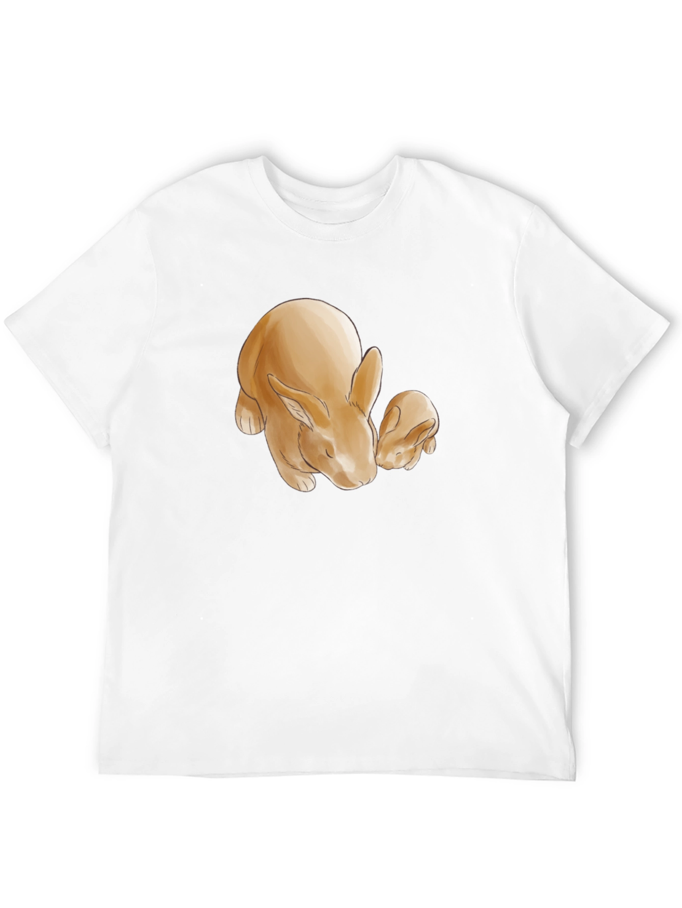Cute Rabbit Print Black T-Shirt