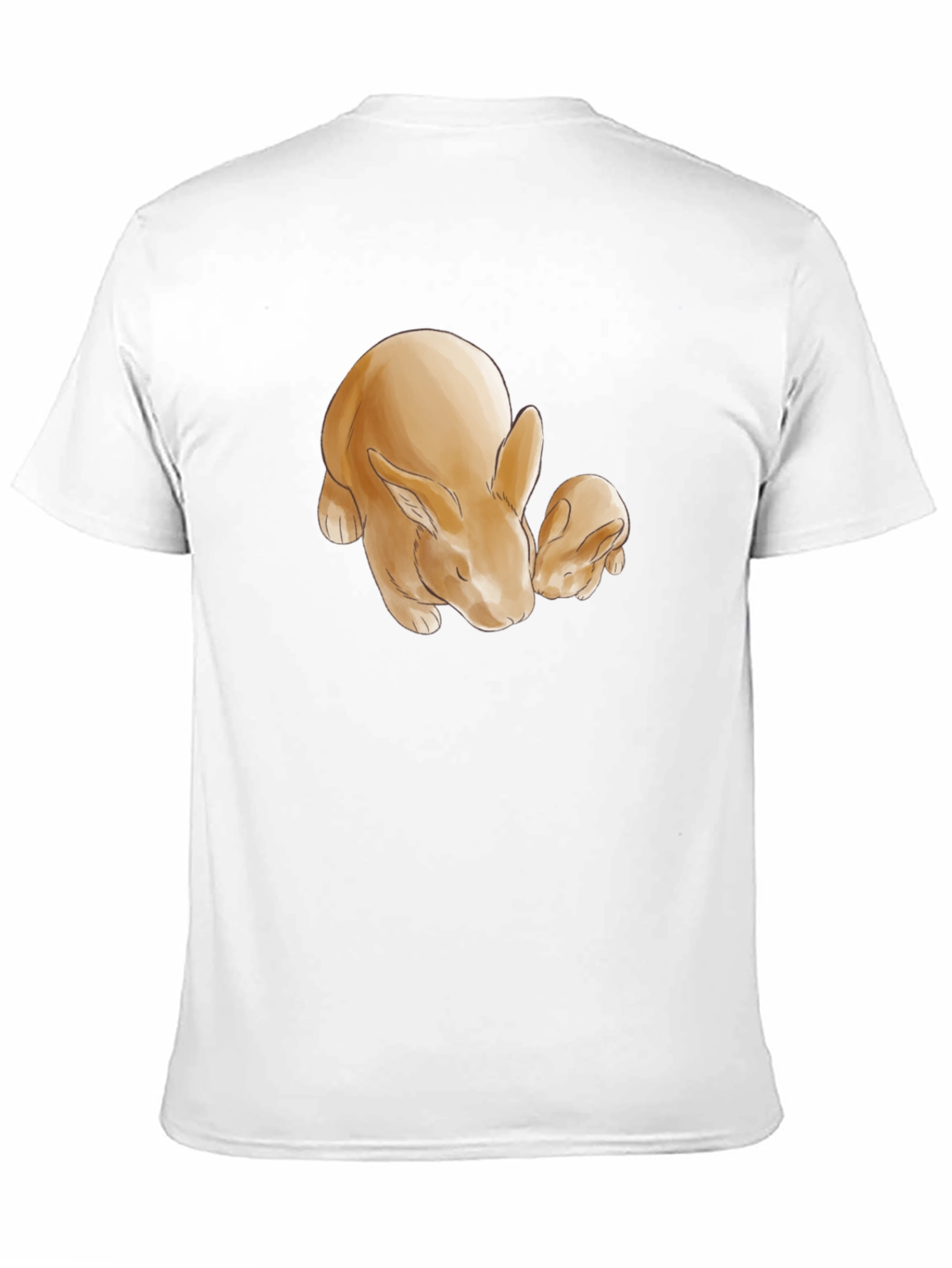 Cute Rabbit Print Black T-Shirt