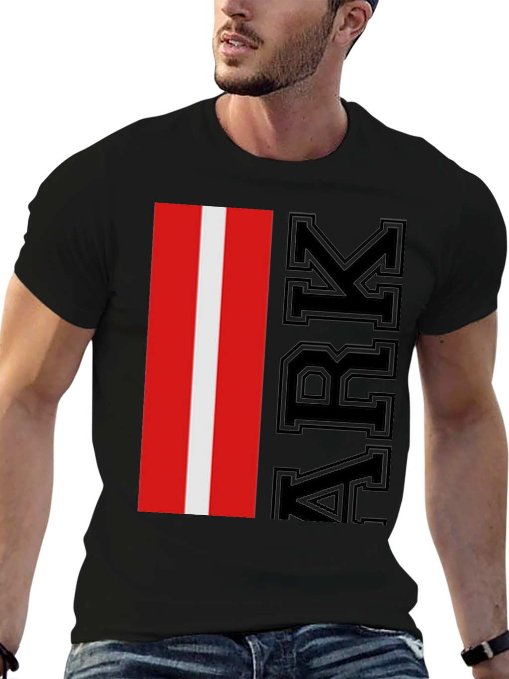 ARK Red & White Stripe Graphic T-Shirt