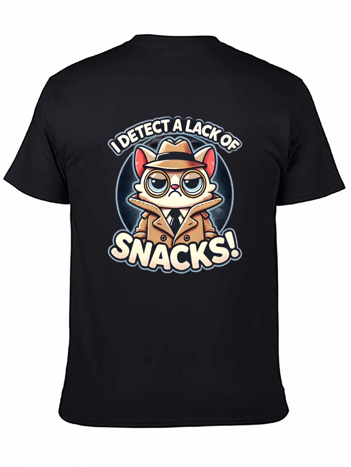 Detective Cat Snack T-Shirt - Funny Graphic Tee