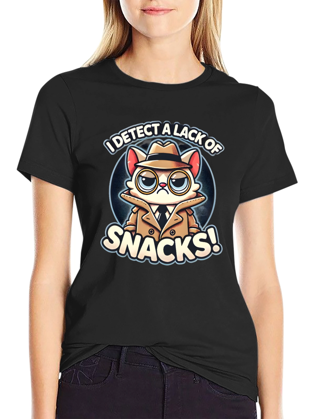Detective Cat Snack T-Shirt - Funny Graphic Tee