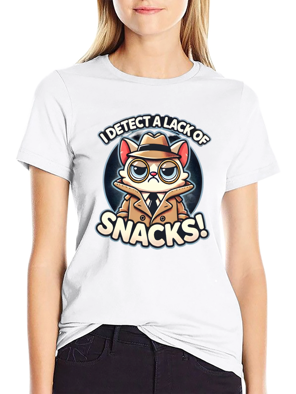 Detective Cat Snack T-Shirt - Funny Graphic Tee