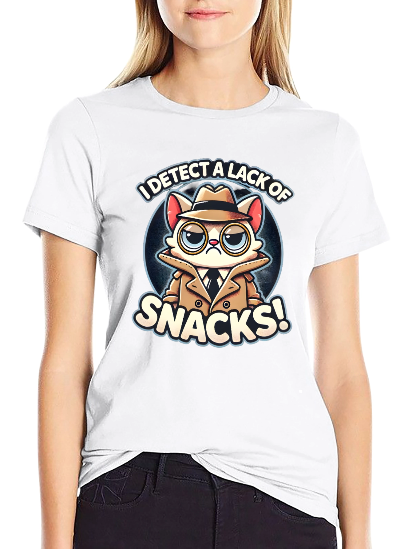 Detective Cat Snack T-Shirt - Funny Graphic Tee