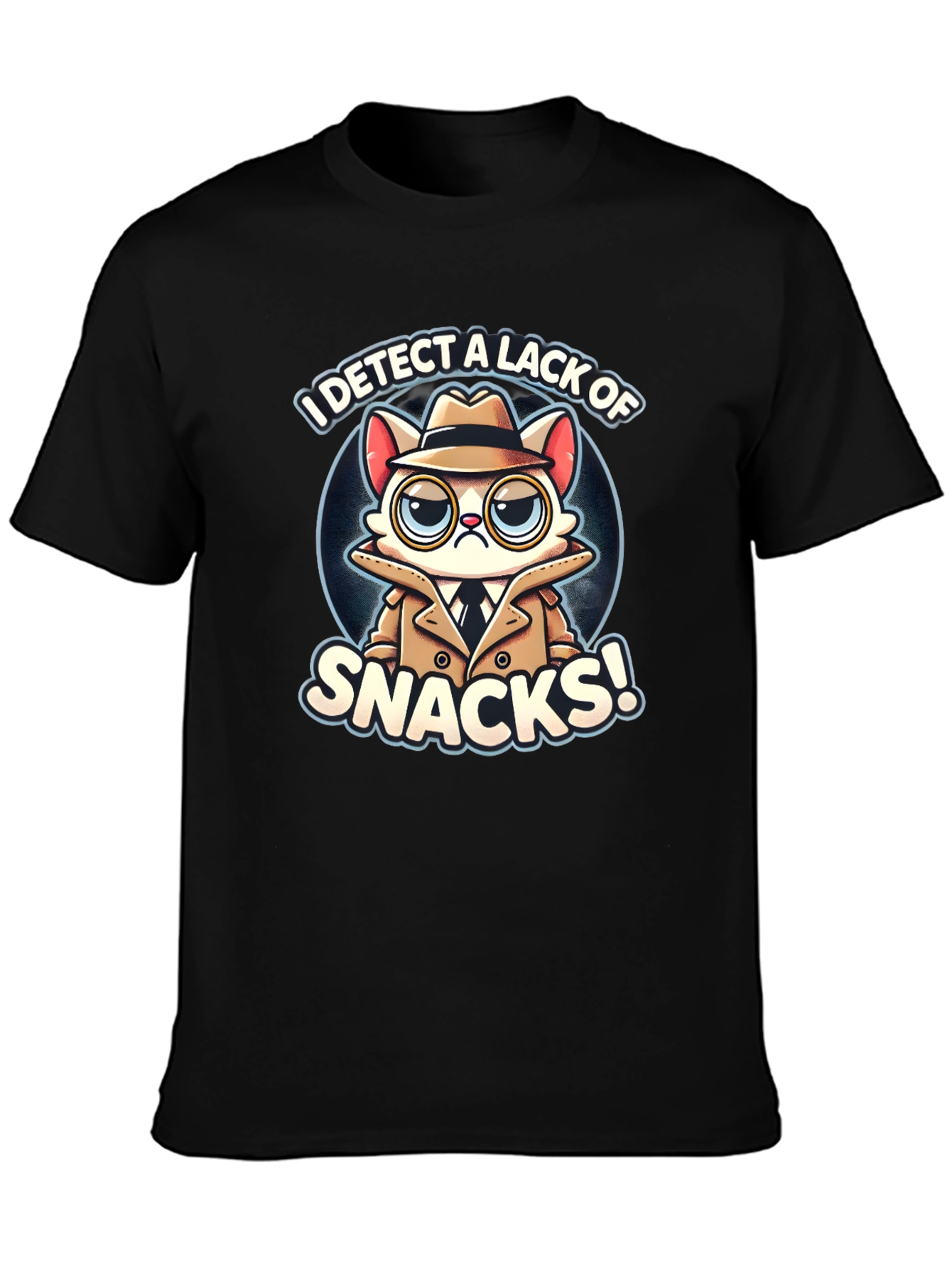 Detective Cat Snack T-Shirt - Funny Graphic Tee
