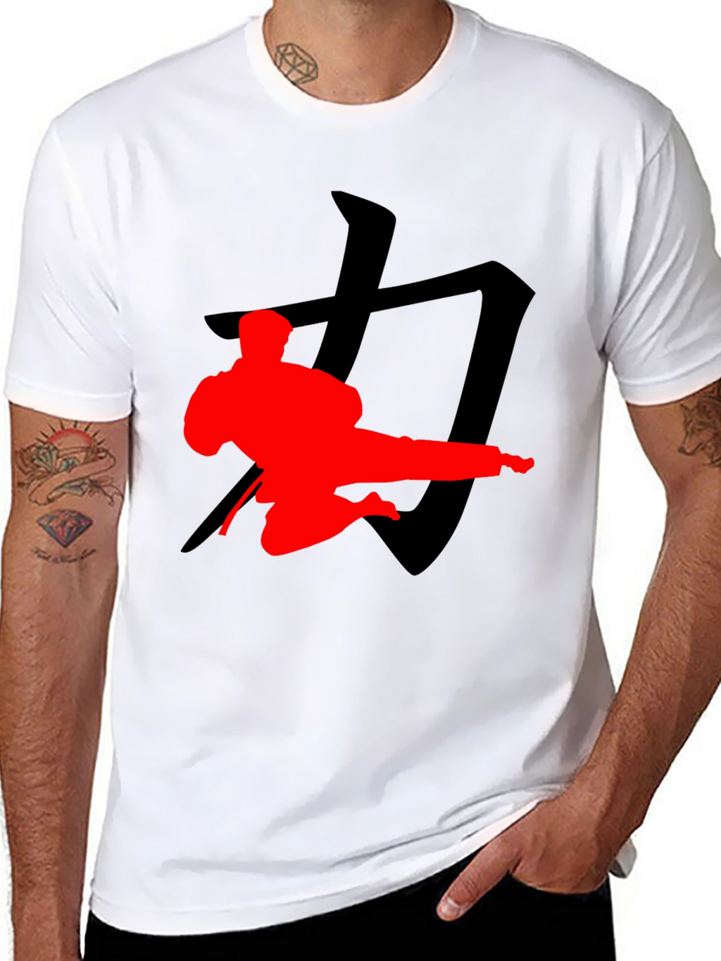Karate Silhouette Graphic Tee - Black