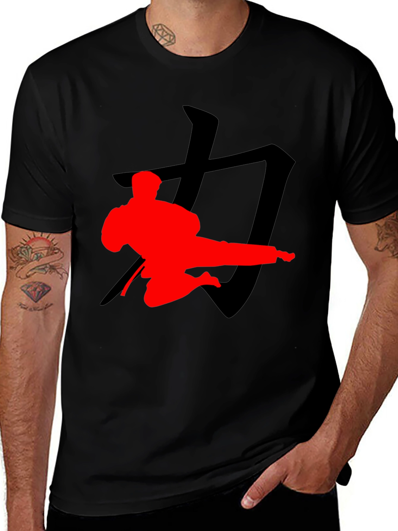 Karate Silhouette Graphic Tee - Black