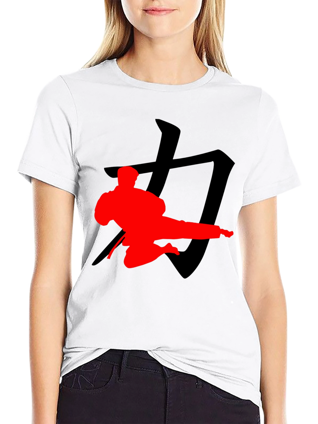 Karate Silhouette Graphic Tee - Black
