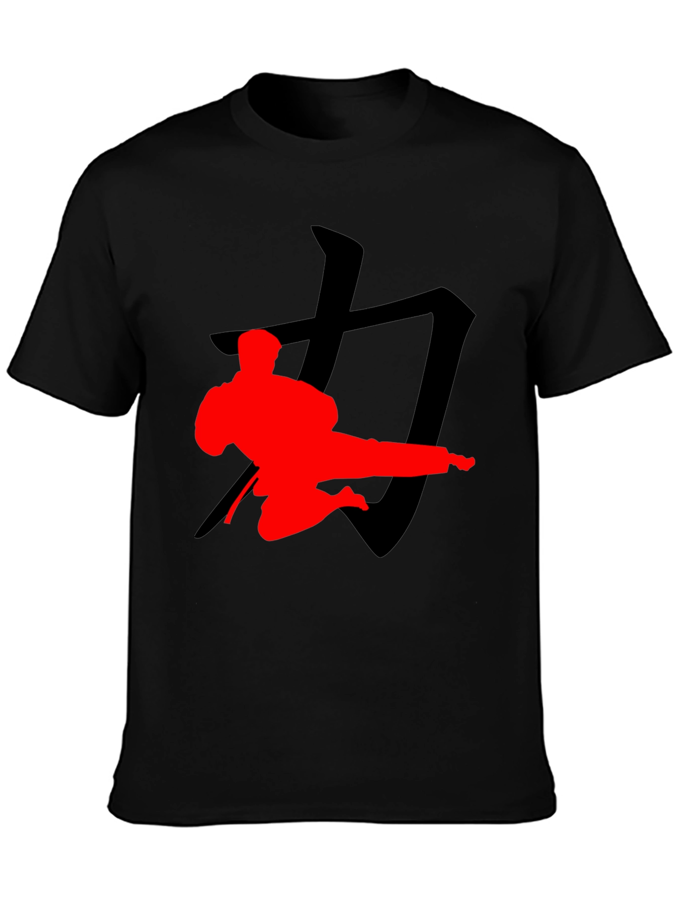 Karate Silhouette Graphic Tee - Black