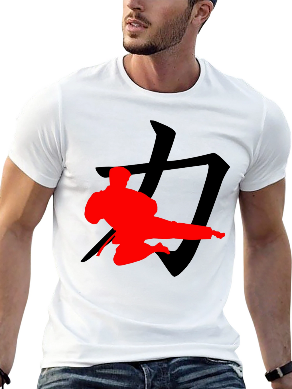 Karate Silhouette Graphic Tee - Black