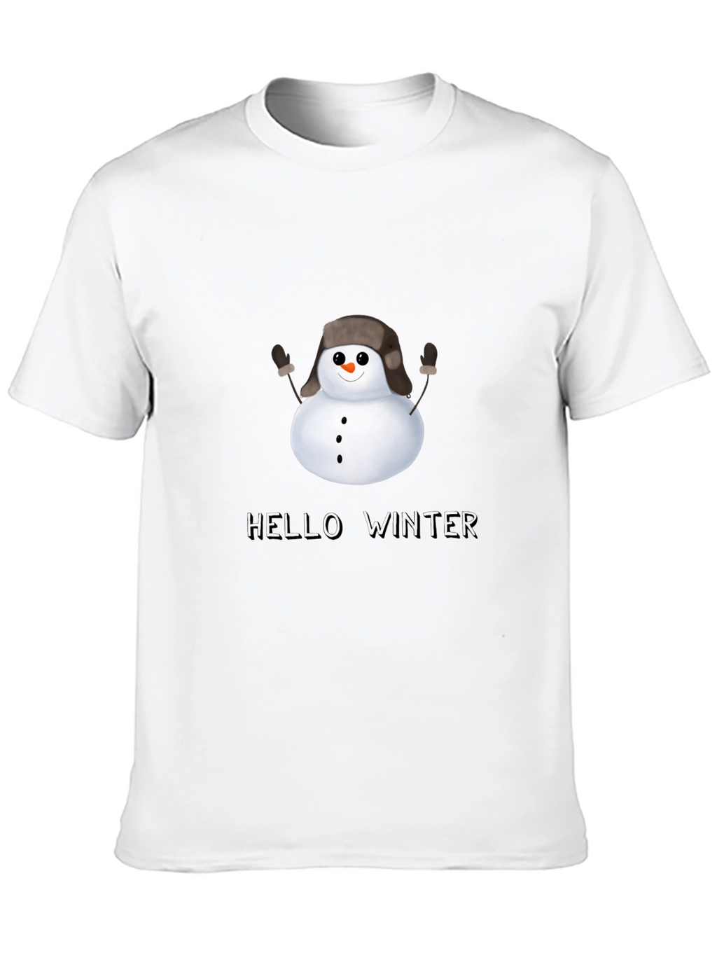 Hello Winter Snowman T-Shirt - Black