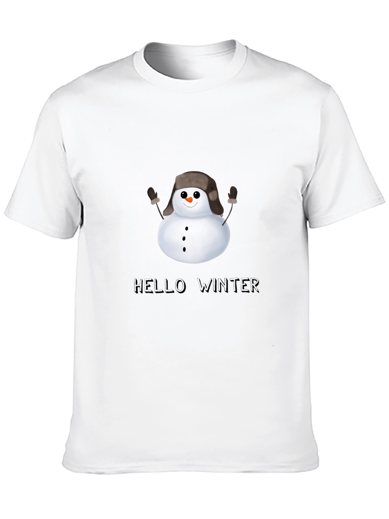 Hello Winter Snowman T-Shirt - Black