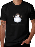 Hello Winter Snowman T-Shirt - Black