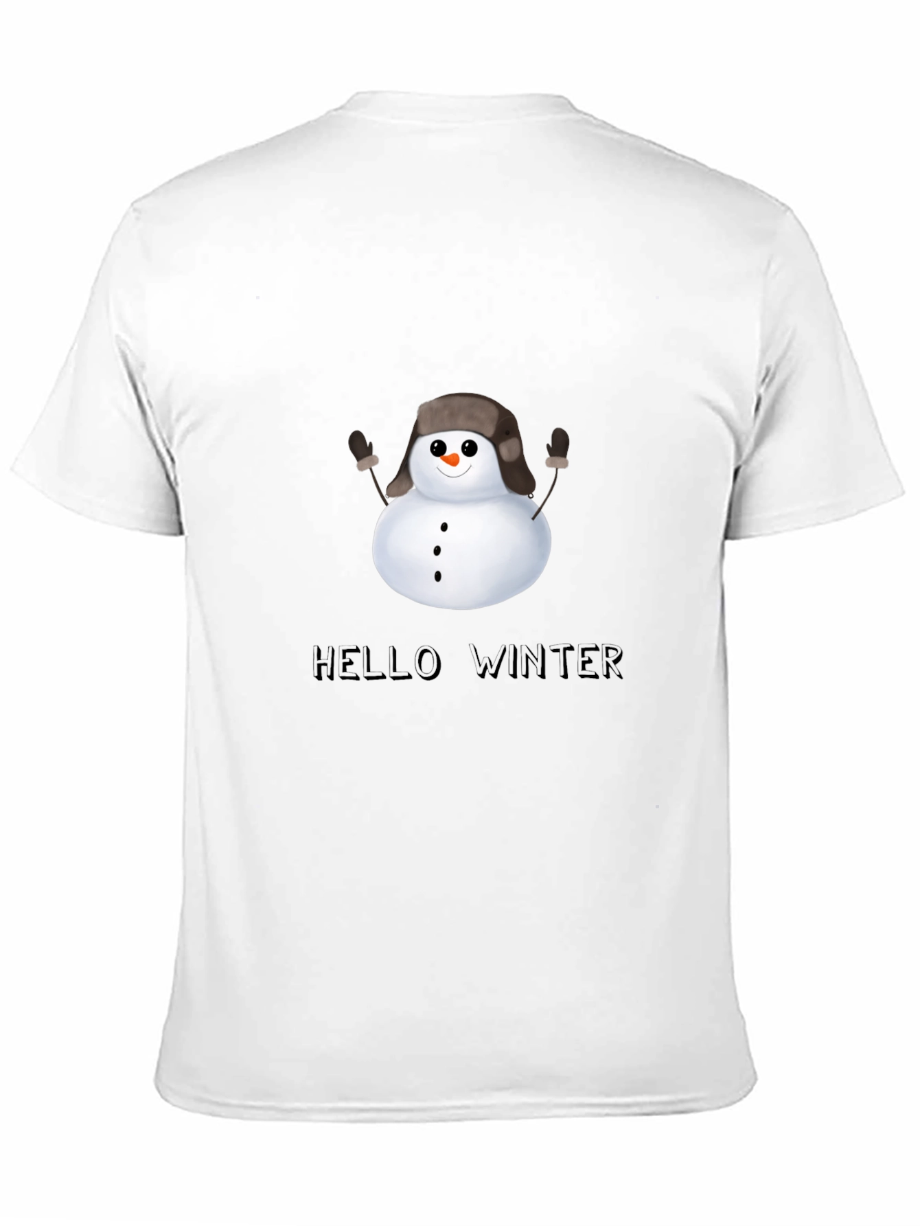 Hello Winter Snowman T-Shirt - Black
