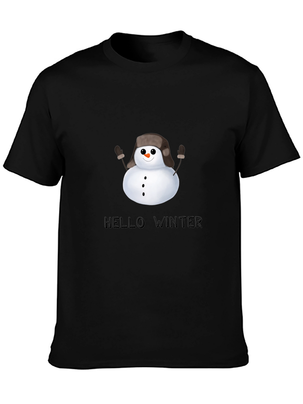 Hello Winter Snowman T-Shirt - Black