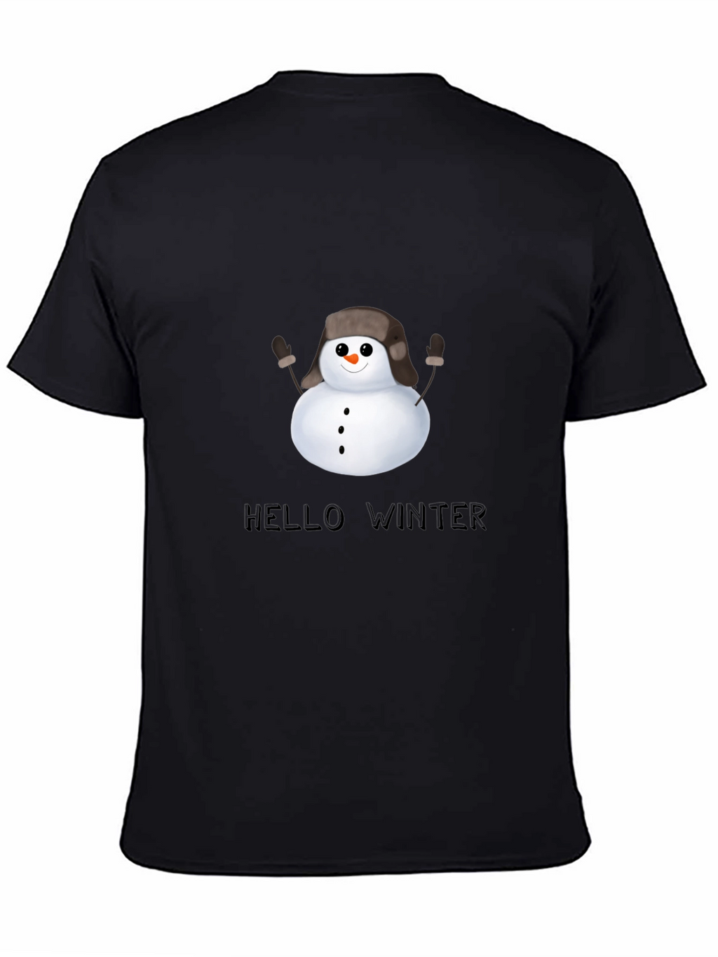 Hello Winter Snowman T-Shirt - Black