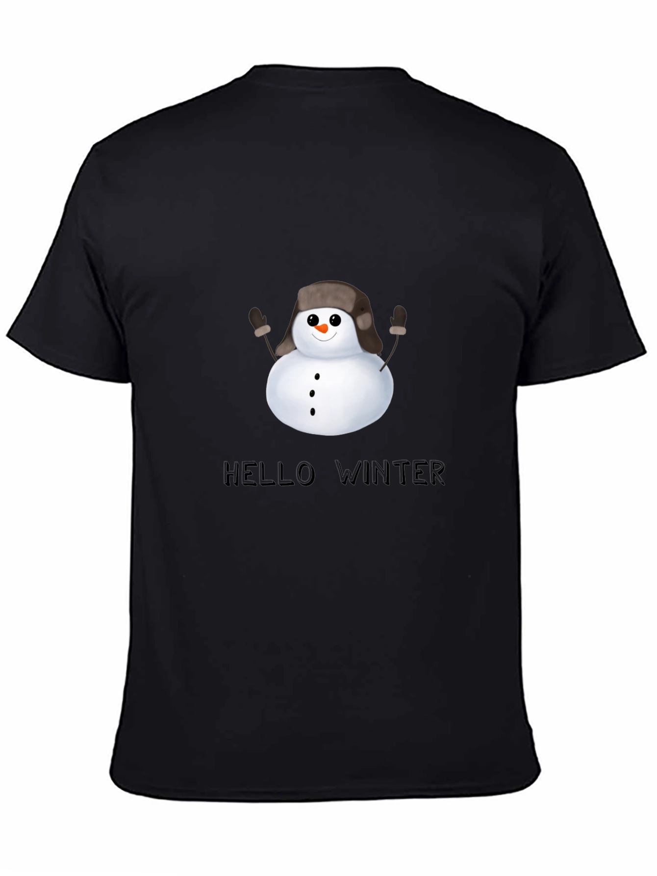 Hello Winter Snowman T-Shirt - Black