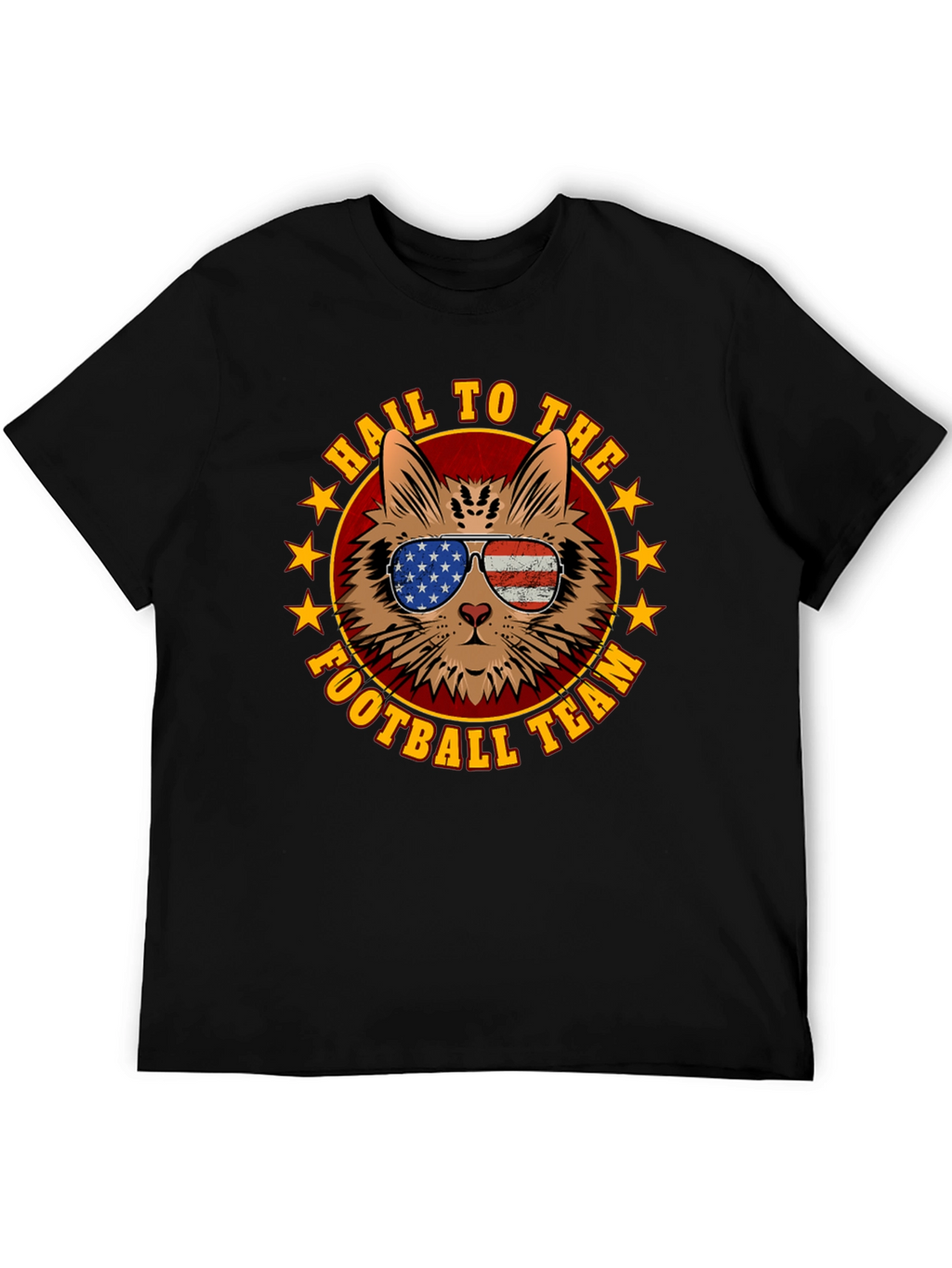 Patriotic Cat Football Fan T-Shirt