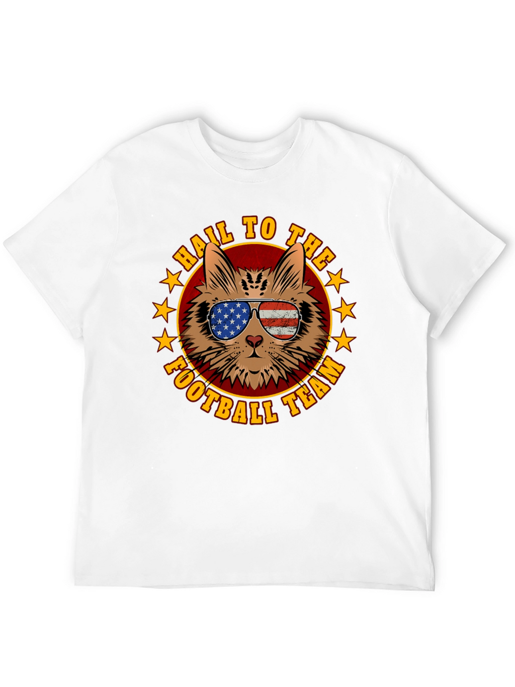 Patriotic Cat Football Fan T-Shirt