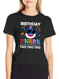 Birthday Shark Two Two Two Black T-Shirt