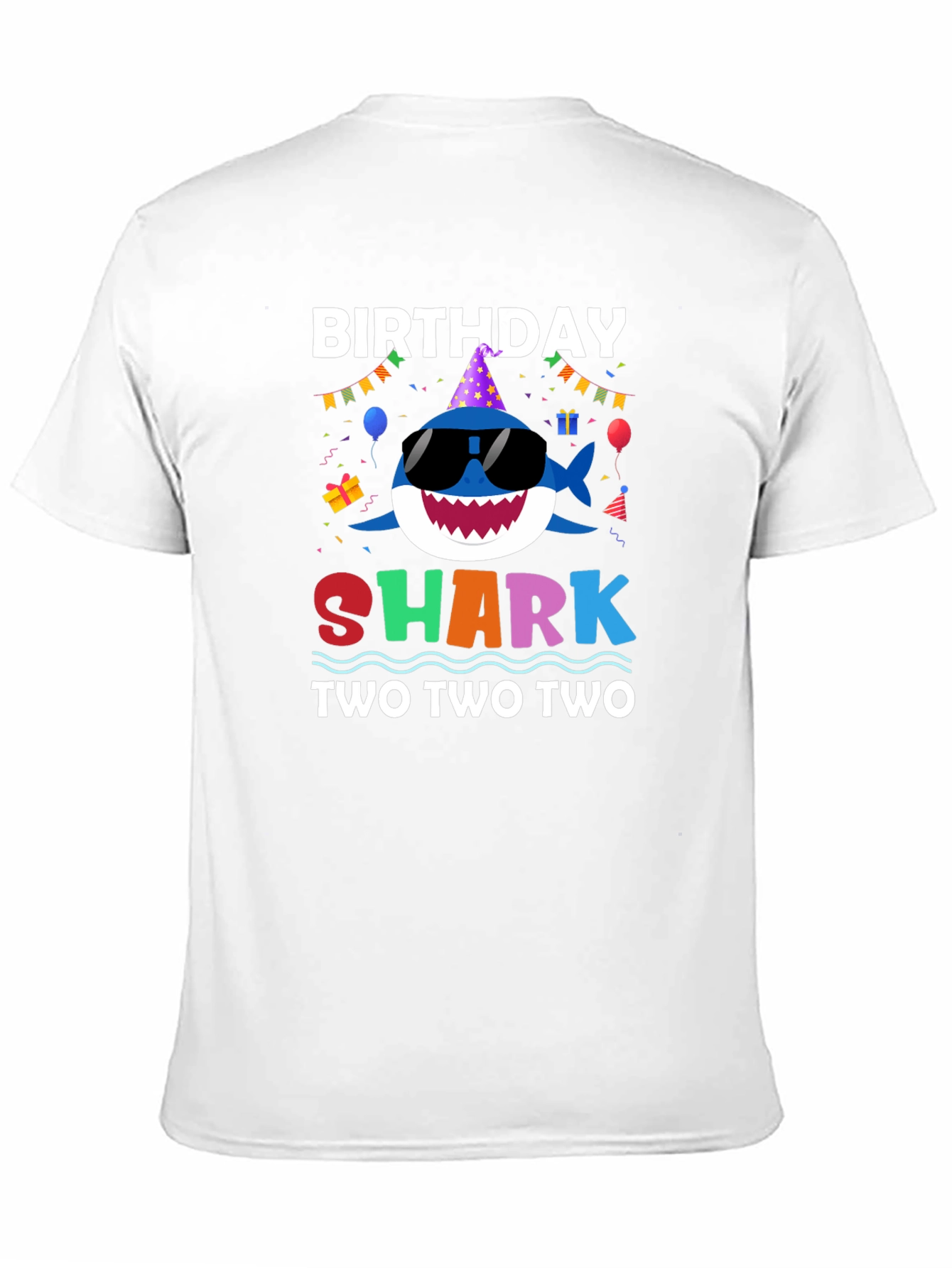 Birthday Shark Two Two Two Black T-Shirt