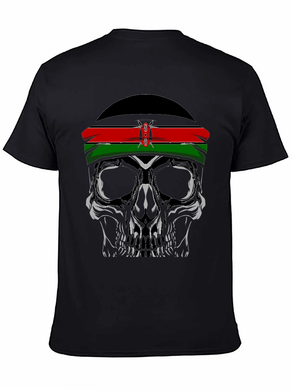 Skull with Kenyan Flag Headband T-Shirt