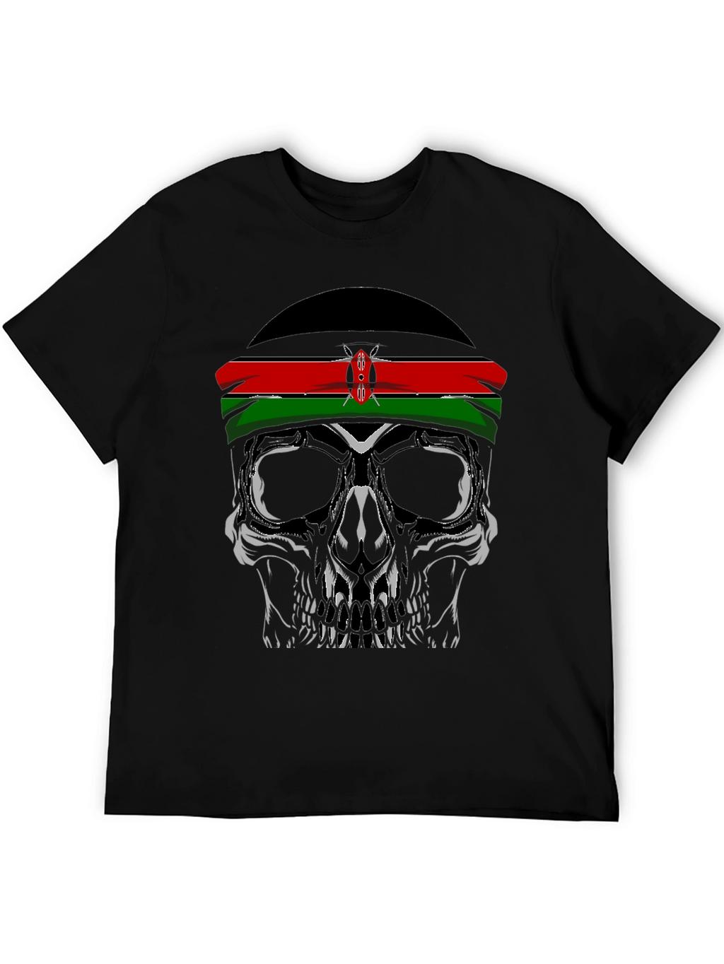Skull with Kenyan Flag Headband T-Shirt