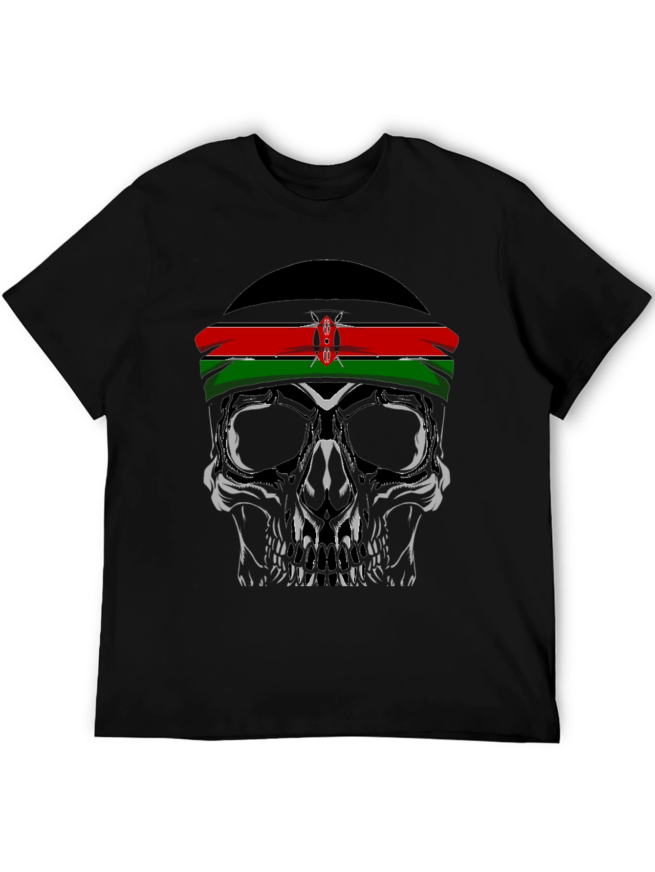 Skull with Kenyan Flag Headband T-Shirt
