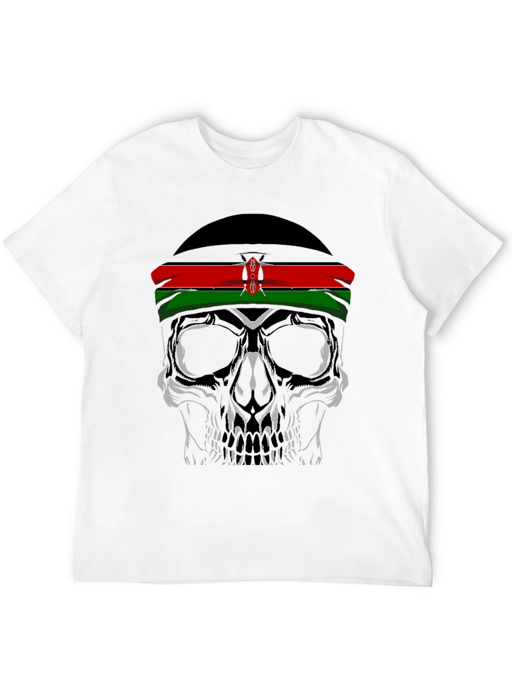Skull with Kenyan Flag Headband T-Shirt