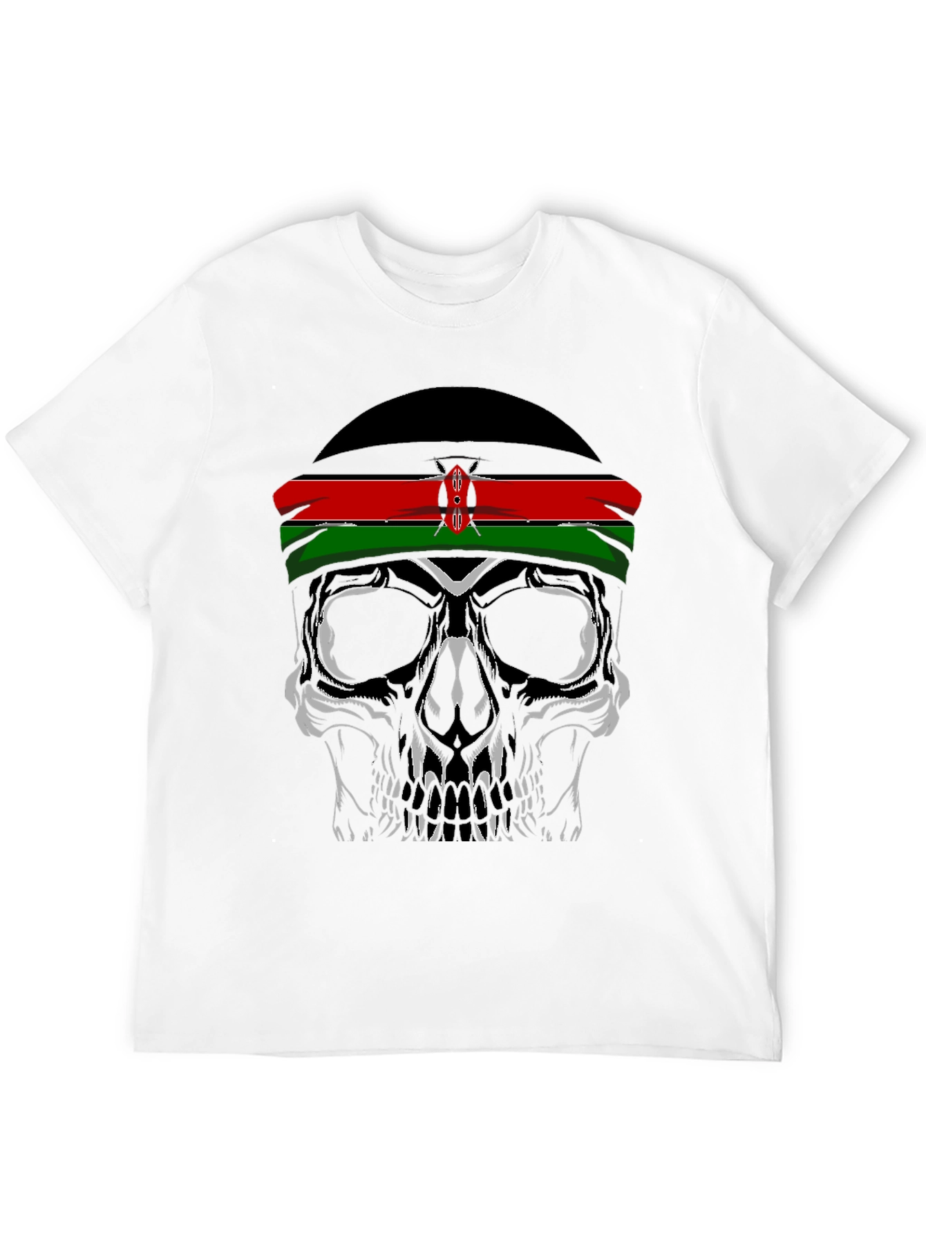 Skull with Kenyan Flag Headband T-Shirt