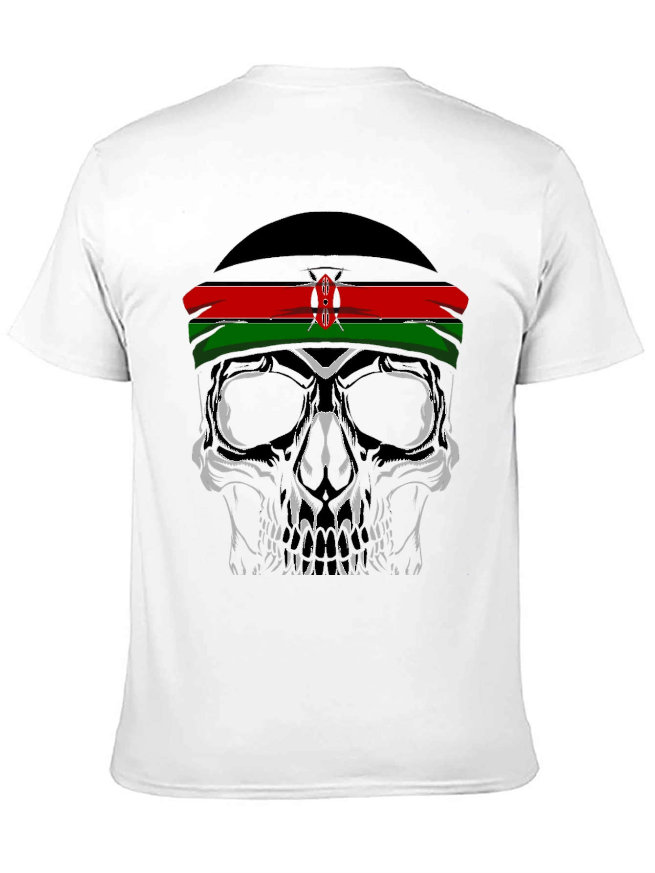 Skull with Kenyan Flag Headband T-Shirt