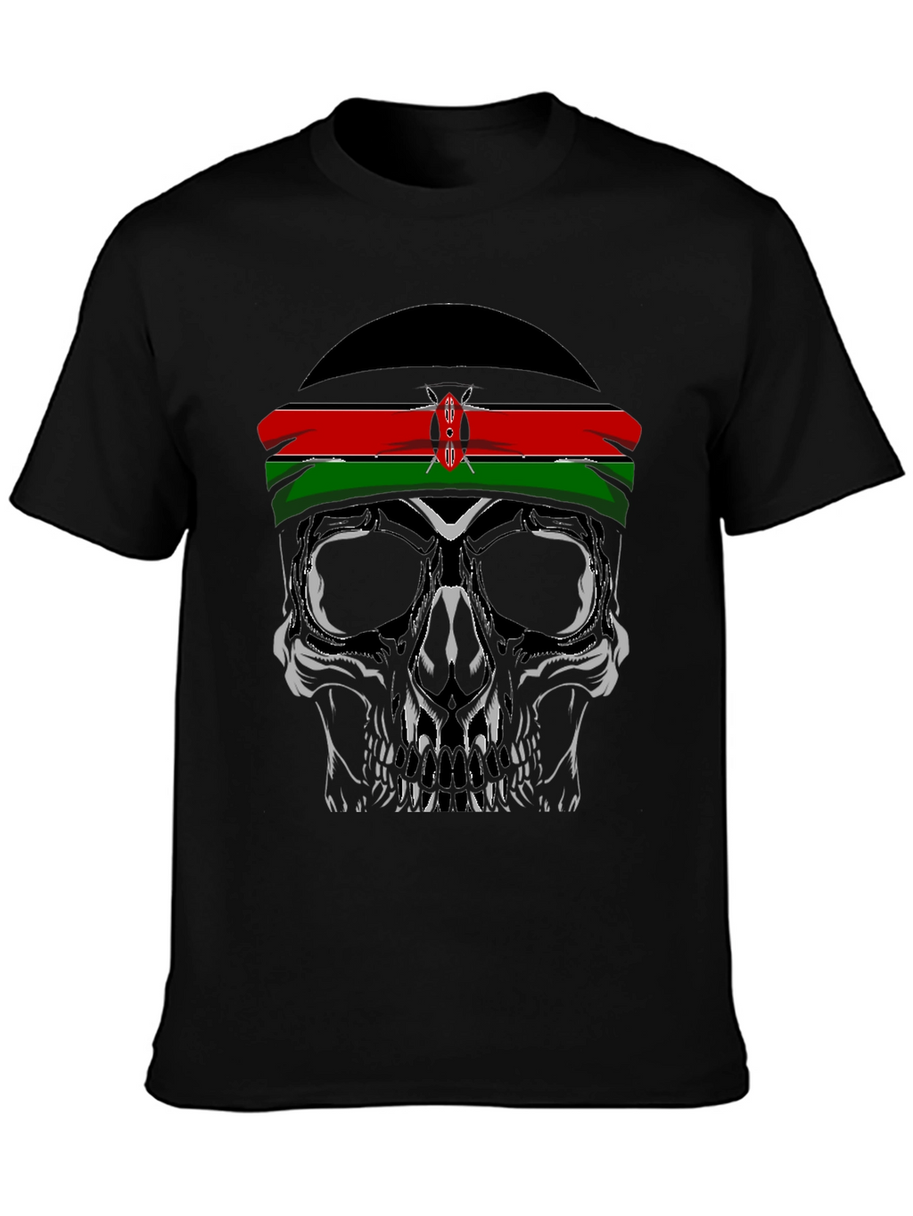 Skull with Kenyan Flag Headband T-Shirt