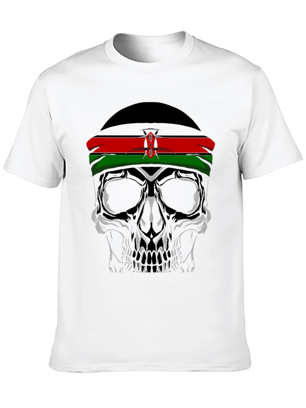 Skull with Kenyan Flag Headband T-Shirt