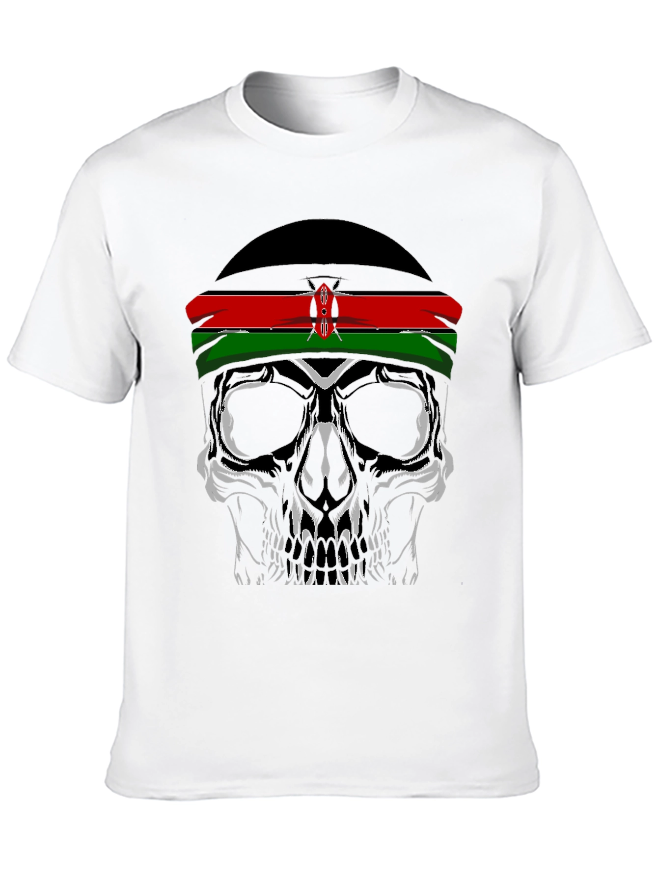 Skull with Kenyan Flag Headband T-Shirt