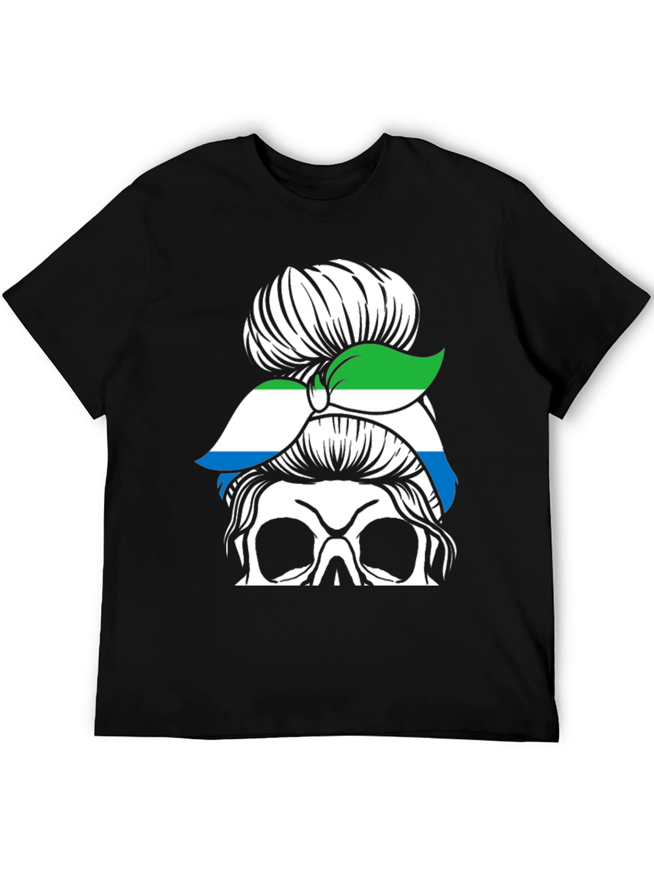 Sierra Leone Messy Bun Skull T-Shirt