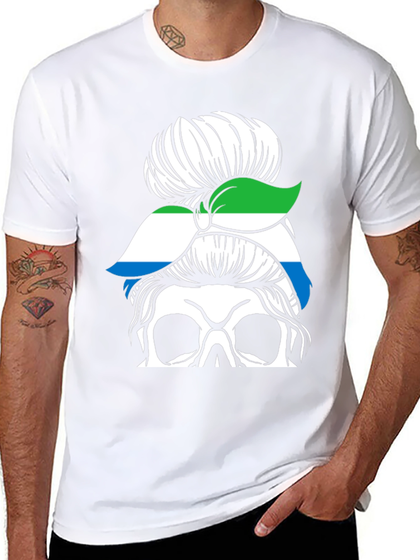 Sierra Leone Messy Bun Skull T-Shirt
