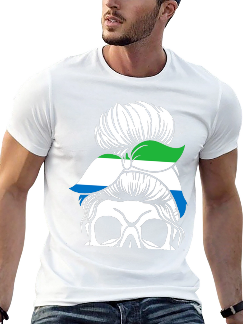 Sierra Leone Messy Bun Skull T-Shirt