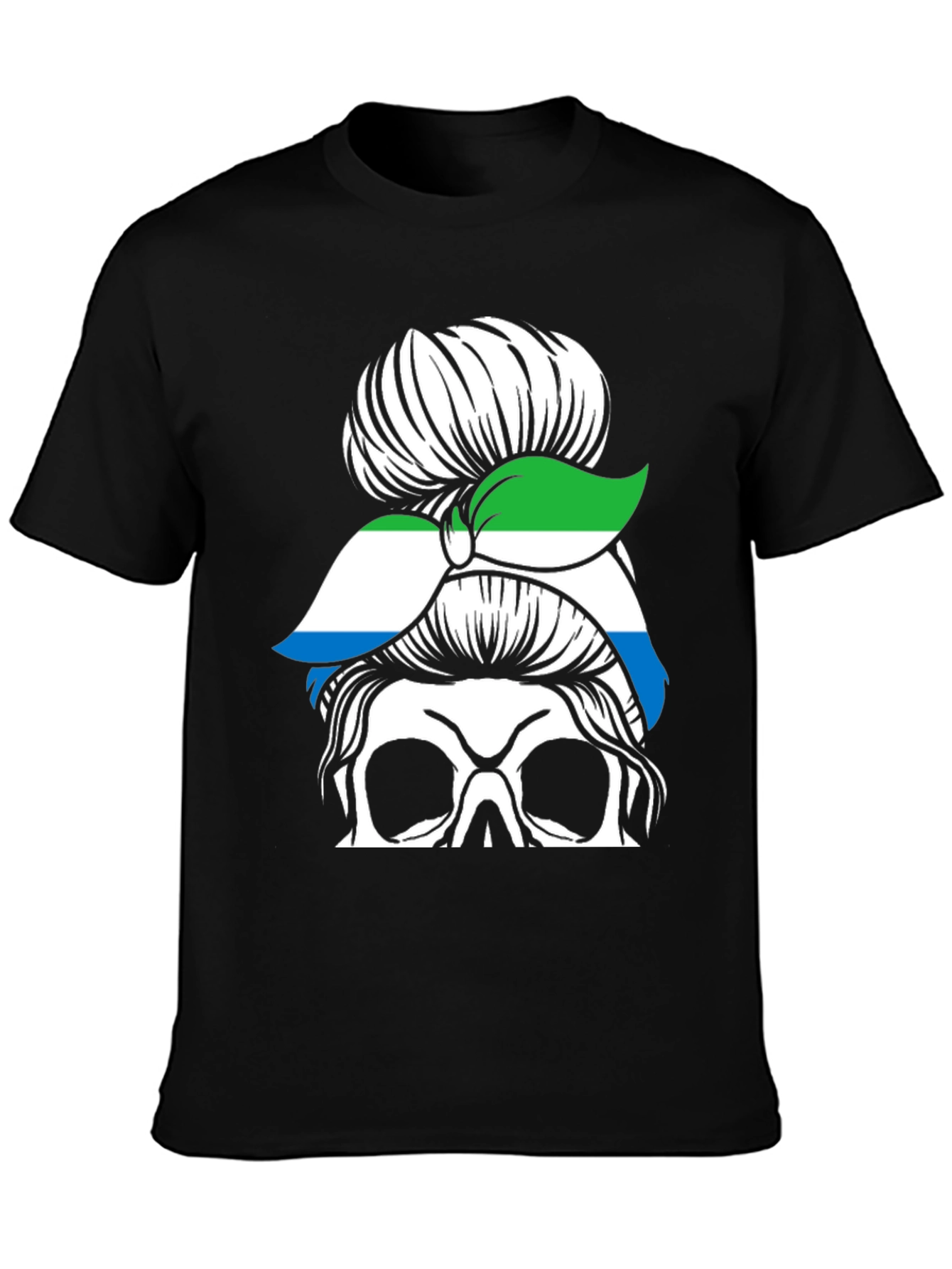 Sierra Leone Messy Bun Skull T-Shirt
