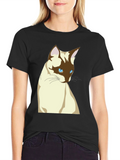 Siamese Cat Graphic T-Shirt - Unisex Black Tee