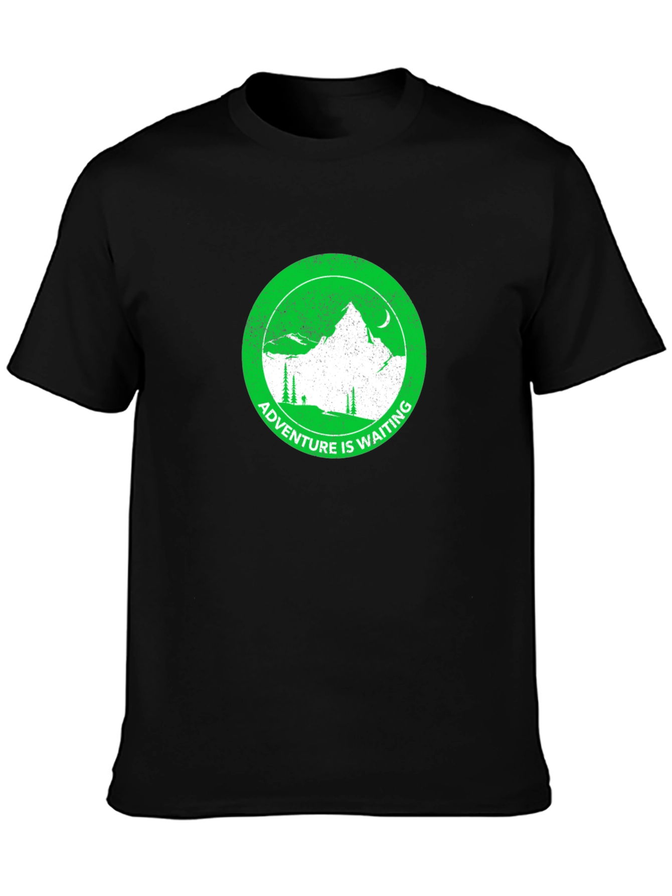 Adventure Awaits Black Tee - Mountain Graphic Print