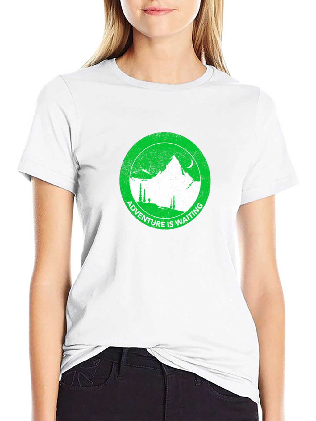 Adventure Awaits Black Tee - Mountain Graphic Print