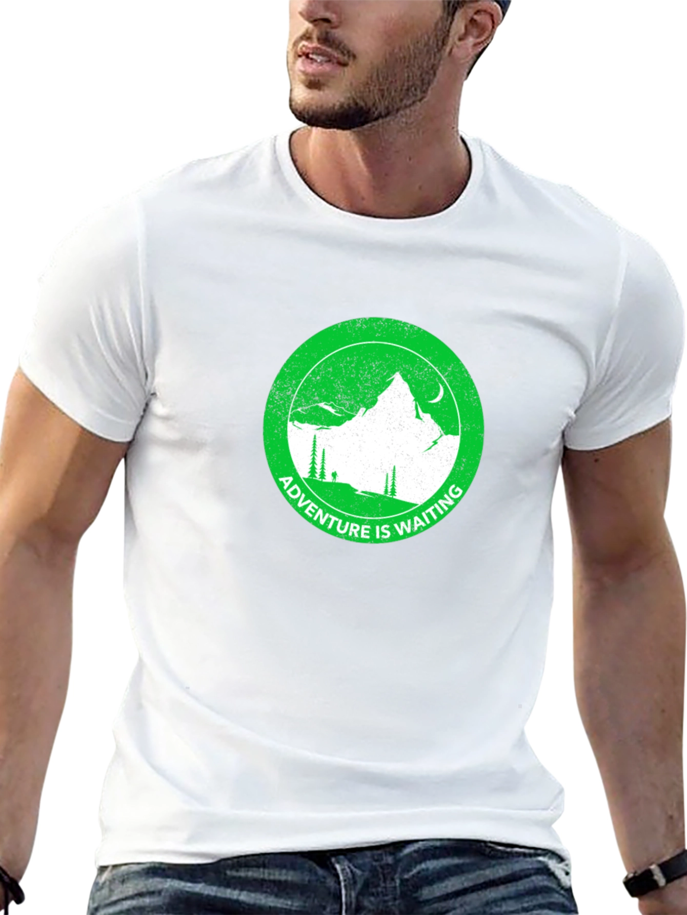 Adventure Awaits Black Tee - Mountain Graphic Print
