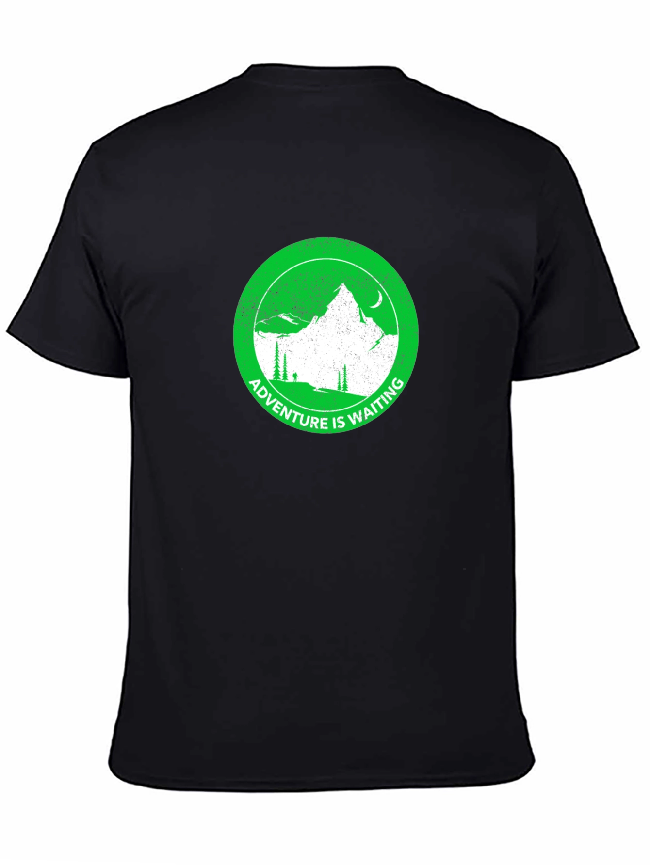 Adventure Awaits Black Tee - Mountain Graphic Print