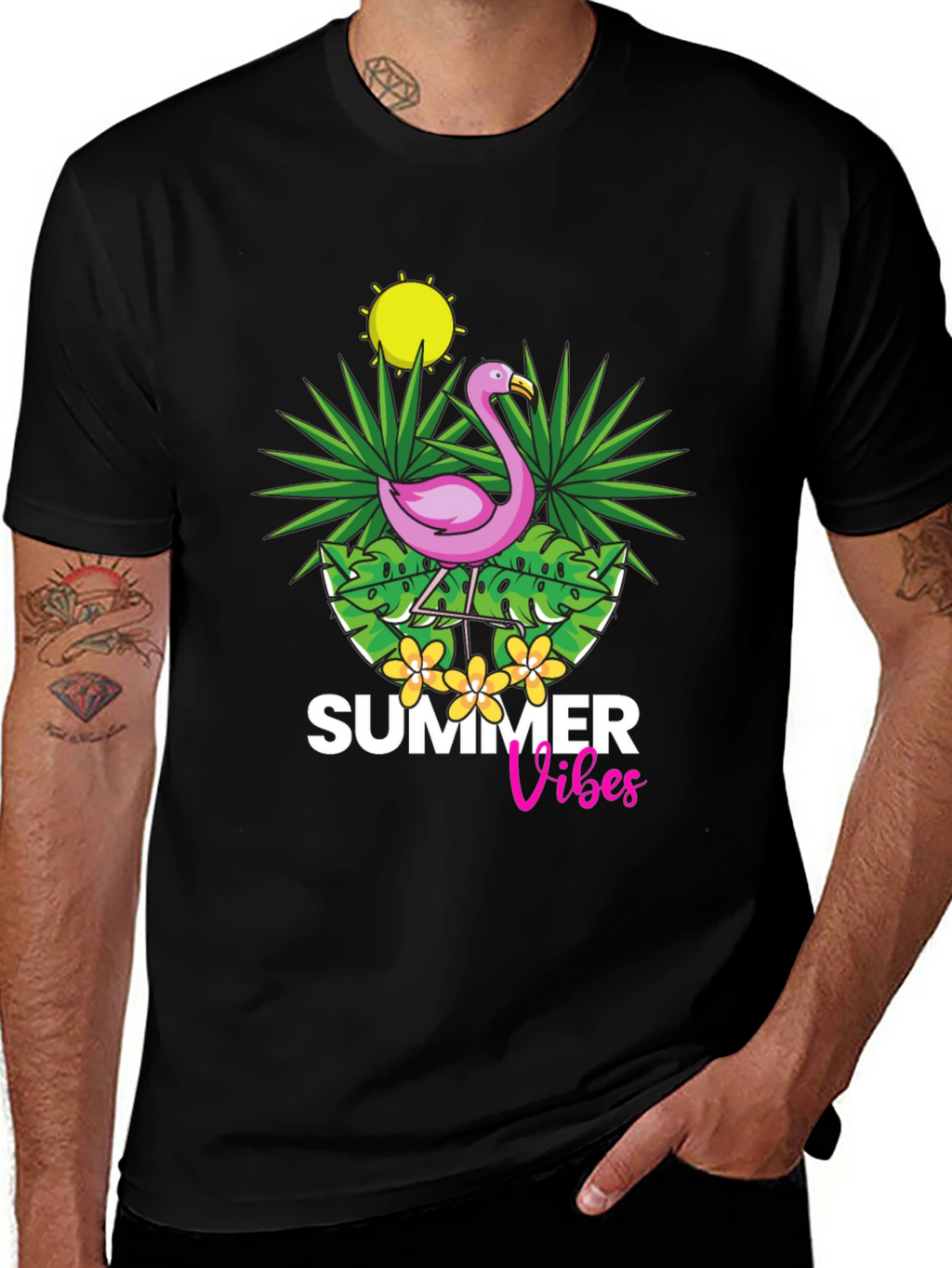 Summer Vibes Flamingo Graphic T-Shirt