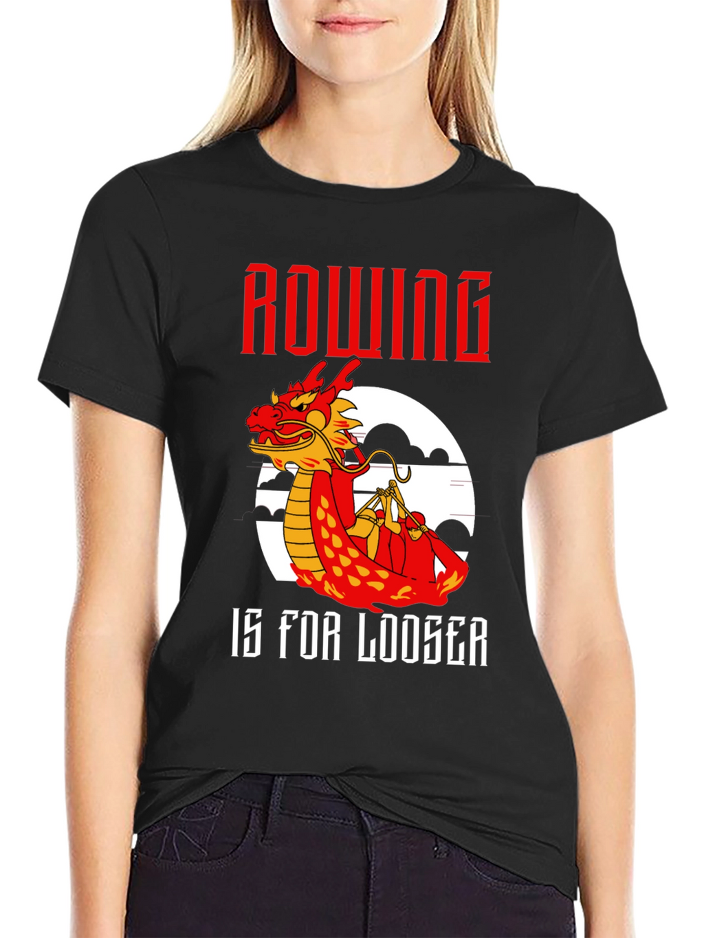 Rowing Dragon T-Shirt - Humorous Loose Fit Tee